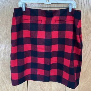 EUC Womens Talbots Black Red Buffalo Plaid Mini Skirt Size 14